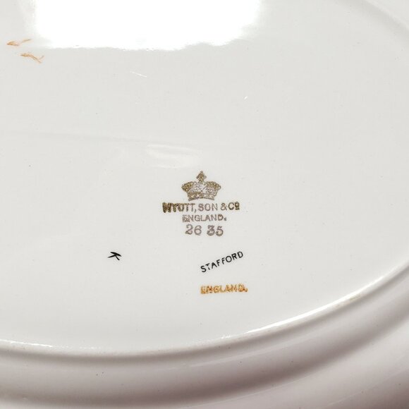 Art Deco Platter Myott Son & Co 2635 Black Edge Floral 11.75" Stafford - Picture 7 of 9